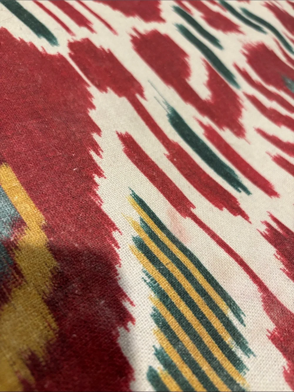 Pottery Barn Red Ikat Accent Pillow Cover with Teal and Mustard Accents